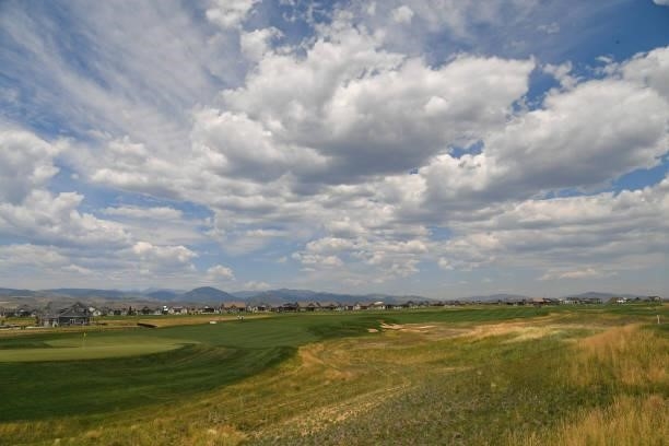 View of the 13th hole during the first round of the Korn Ferry Tours TPC Colorado Championship at Heron Lakes on July 8, 2021 in Berthoud, Colorado.
