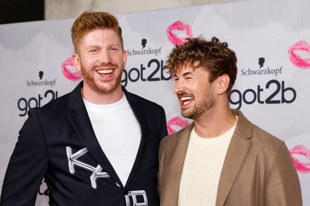 Lars Toensfeuerborn and Nicolas Puschmann during the got2b Make-up Launch Event at Michelberger Hotel on July 8, 2021 in Berlin, Germany.