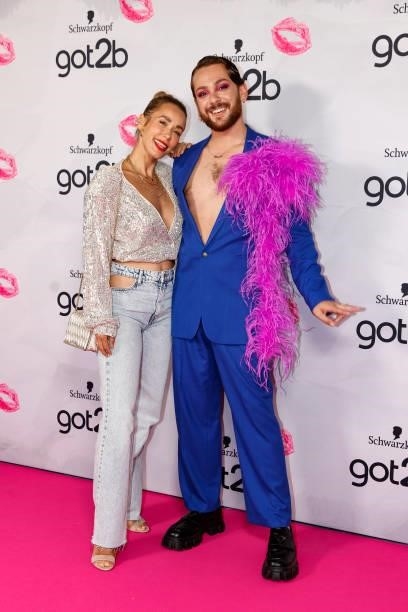 Annemarie Carpendale and Riccardo Simonetti during the got2b Make-up Launch Event at Michelberger Hotel on July 8, 2021 in Berlin, Germany.