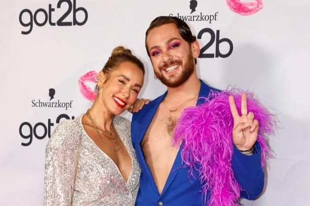 Annemarie Carpendale and Riccardo Simonetti during the got2b Make-up Launch Event at Michelberger Hotel on July 8, 2021 in Berlin, Germany.