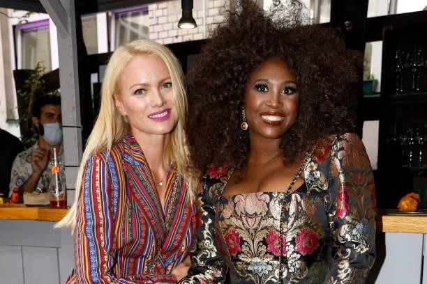 Franziska Knuppe and Motsi Mabuse during the got2b Make-up Launch Event at Michelberger Hotel on July 8, 2021 in Berlin, Germany.