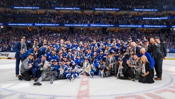 The Tampa Bay Lightning celebrates winning the Stanley Cup after the defeating the Montreal Canadiens in Game Five to win the best of seven game...
