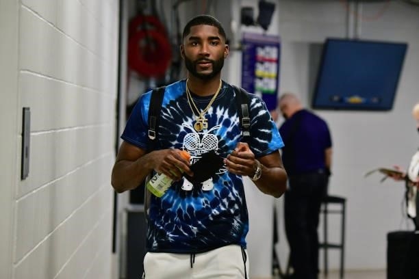Twaun Moore of the Phoenix Suns leaves the arena after winning Game Two of the 2021 NBA Finals against the Milwaukee Bucks on July 8, 2021 at Phoenix...