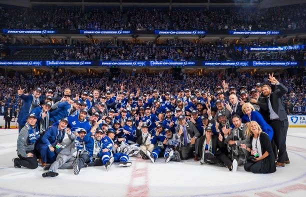 The Tampa Bay Lightning celebrate winning the Stanley Cup after the defeating the Montreal Canadiens in Game Five to win the best of seven game...