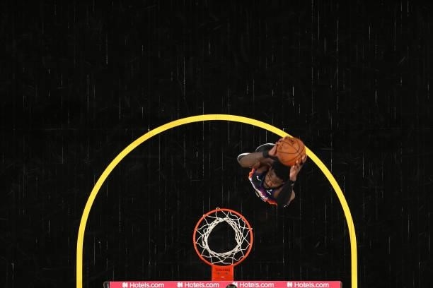 Deandre Ayton of the Phoenix Suns dunks the ball against the Milwaukee Bucks during Game Two of the 2021 NBA Finals on July 8, 2021 at Phoenix Suns...