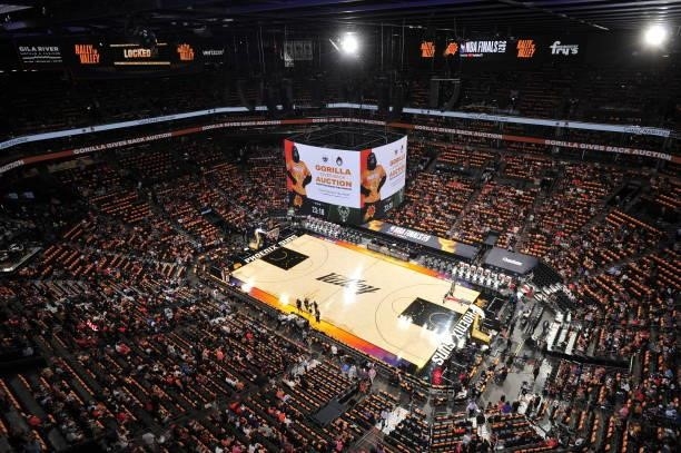 View of the Phoenix Suns Arena prior to Game Two of the 2021 NBA Finals between the Phoenix Suns and the Milwaukee Bucks on July 8, 2021 at Phoenix...