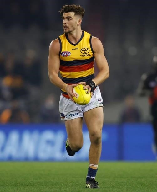 Ben Keays of the Crows in action during the 2021 AFL Round 17 match between the Essendon Bombers and the Adelaide Crows at Marvel Stadium on July 9,...