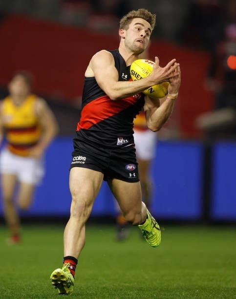 Will Snelling of the Bombers in action during the 2021 AFL Round 17 match between the Essendon Bombers and the Adelaide Crows at Marvel Stadium on...
