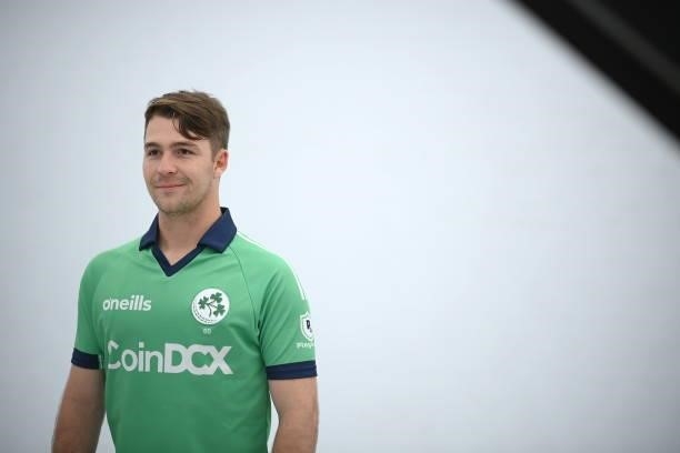 Dublin , Ireland - 9 July 2021; Curtis Campher during a Cricket Ireland portrait session session at Malahide Cricket Club in Dublin.