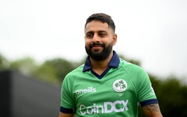 Dublin , Ireland - 9 July 2021; Simi Singh arrives for a Cricket Ireland portrait session session at Malahide Cricket Club in Dublin.