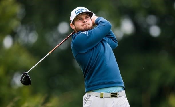 Tyrell Hatton is pictured during day two of the abrdn Scottish Open at the Renaissance Club on July 09 in North Berwick, Scotland.