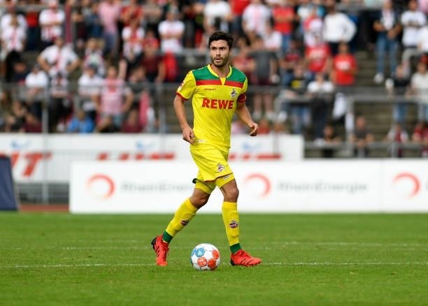 Jonas Hector of 1. FC Koeln controls the ball during the Pre-Season Friendly match between Fortuna Koeln and 1. FC Koeln at Suedstadion on July 9,...