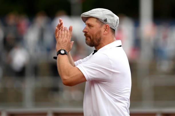 Head coach Steffen Baumgart of 1. FC Koeln gestures during the Pre-Season Friendly match between Fortuna Koeln and 1. FC Koeln at Suedstadion on July...