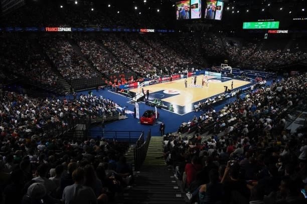 General view during the preparation for Olympic Games basketball match between France and Spain at Hotel Accor Arena Bercy on July 10, 2021 in Paris,...