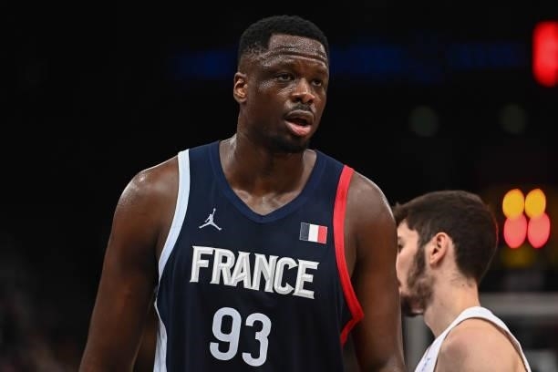 Mustapha FALL of France during the preparation for Olympic Games basketball match between France and Spain at Hotel Accor Arena Bercy on July 10,...