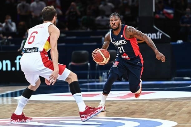 Andrew ALBICY of France during the preparation for Olympic Games basketball match between France and Spain at Hotel Accor Arena Bercy on July 10,...