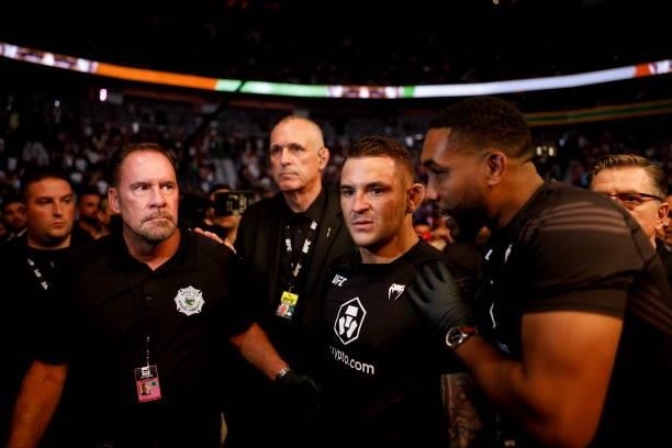 Nevada , United States - 10 July 2021; Dustin Poirier following his lightweight fight with Conor McGregor during the UFC 264 event at T-Mobile Arena...