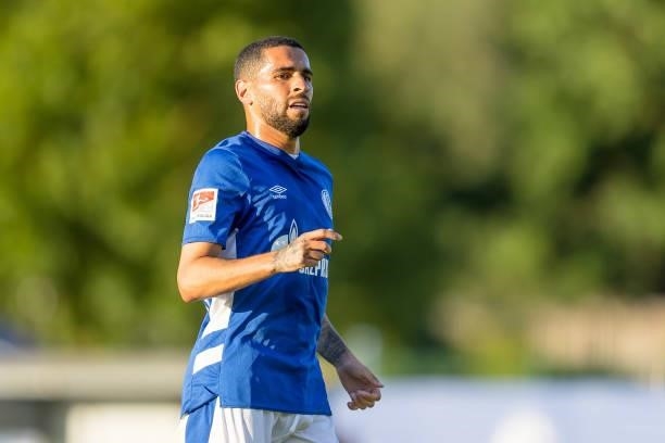 Omar Mascarell of FC Schalke 04 looks on during the Pre-Season Friendly match between FC Schalke 04 and Shakhtar Donetsk at Waldstadion Mittersill on...