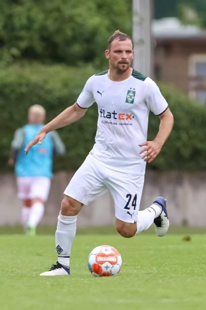 Tony Jantschke of Borussia Moenchengladbach controls the Ball during the Pre-Season Match between Borussia Moenchengladbach and Viktoria Koeln at...