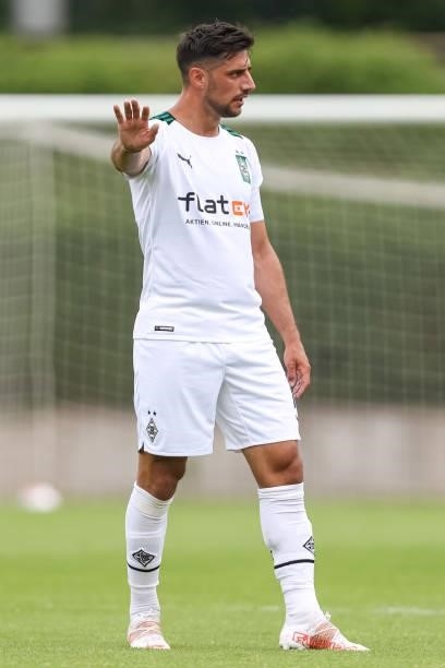 Lars Stindl of Borussia Moenchengladbach gestures during the Pre-Season Match between Borussia Moenchengladbach and Viktoria Koeln at...