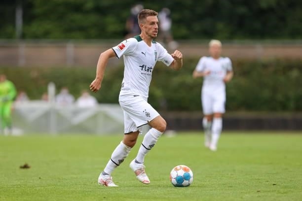 Patrick Herrmann of Borussia Moenchengladbach controls the Ball during the Pre-Season Match between Borussia Moenchengladbach and Viktoria Koeln at...