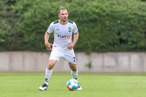 Tony Jantschke of Borussia Moenchengladbach controls the Ball during the Pre-Season Match between Borussia Moenchengladbach and Viktoria Koeln at...