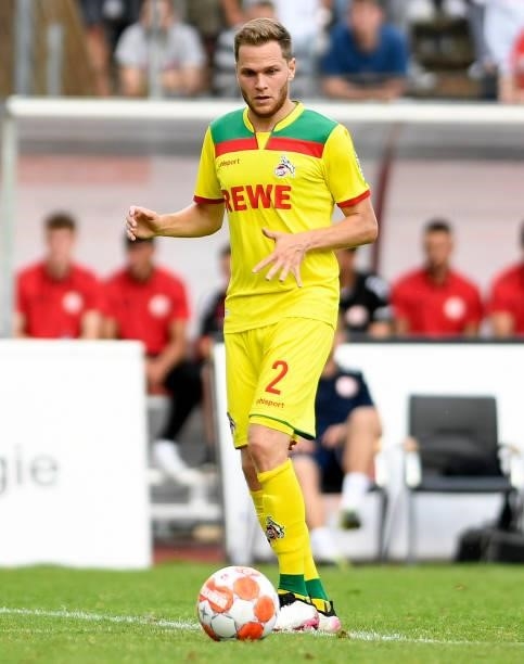 Benno Schmitz of 1. FC Koeln controls the ball during the Pre-Season Friendly match between Fortuna Koeln and 1. FC Koeln at Suedstadion on July 9,...