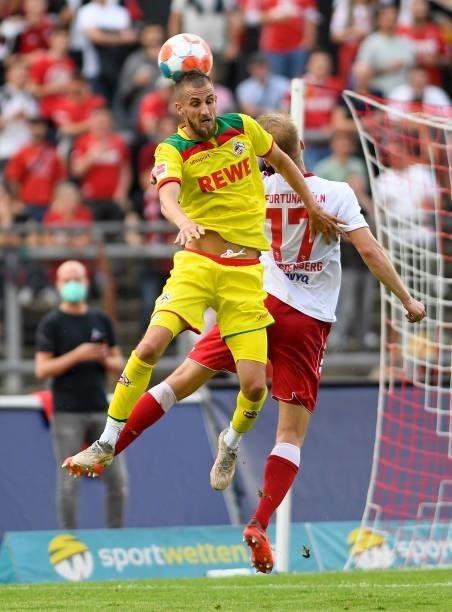 Dominick Drexler of 1. FC Koeln controls the ball during the Pre-Season Friendly match between Fortuna Koeln and 1. FC Koeln at Suedstadion on July...