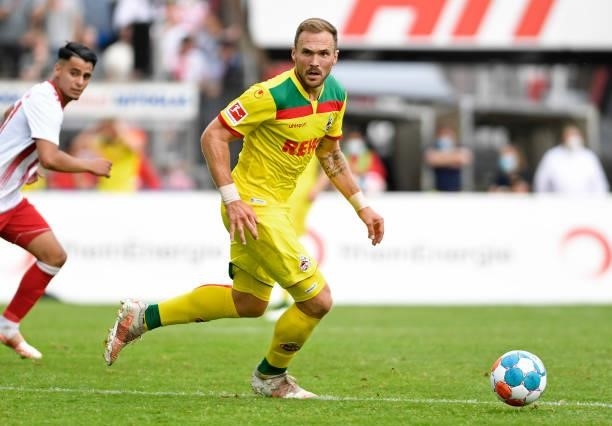 Rafael Czichos of 1. FC Koeln controls the ball during the Pre-Season Friendly match between Fortuna Koeln and 1. FC Koeln at Suedstadion on July 9,...
