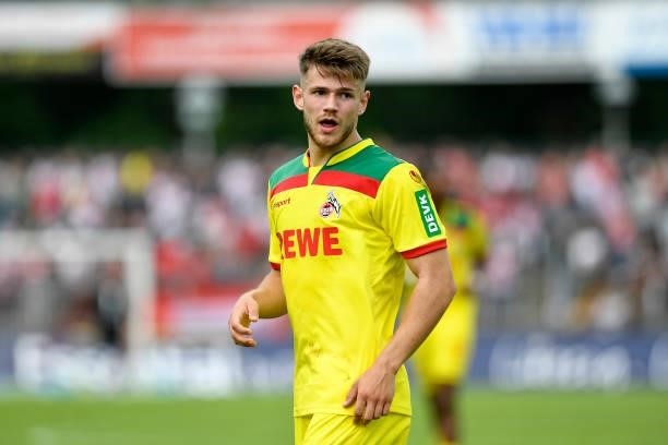 Jan Thielmann of 1. FC Koeln looks on during the Pre-Season Friendly match between Fortuna Koeln and 1. FC Koeln at Suedstadion on July 9, 2021 in...