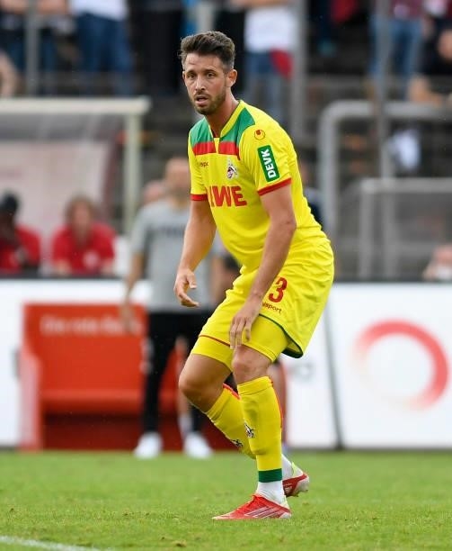 Mark Uth of 1. FC Koeln looks on during the Pre-Season Friendly match between Fortuna Koeln and 1. FC Koeln at Suedstadion on July 9, 2021 in...