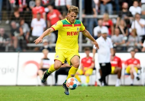 Georg Strauch of 1. FC Koeln controls the ball during the Pre-Season Friendly match between Fortuna Koeln and 1. FC Koeln at Suedstadion on July 9,...