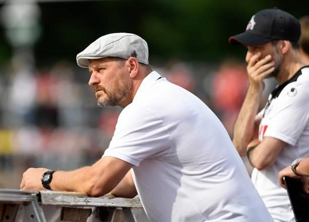 Head coach Steffen Baumgart of 1. FC Koeln looks on during the Pre-Season Friendly match between Fortuna Koeln and 1. FC Koeln at Suedstadion on July...