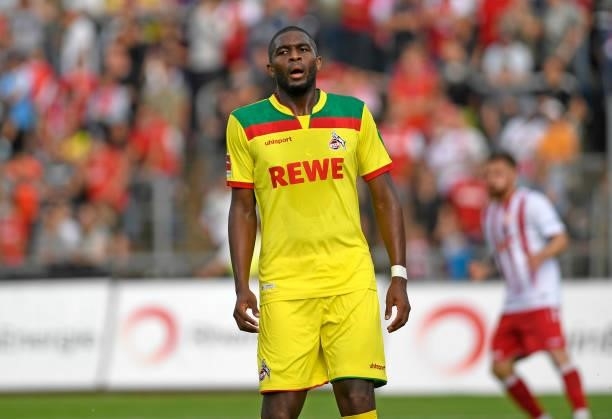 Anthony Modeste of 1. FC Koeln looks on during the Pre-Season Friendly match between Fortuna Koeln and 1. FC Koeln at Suedstadion on July 9, 2021 in...