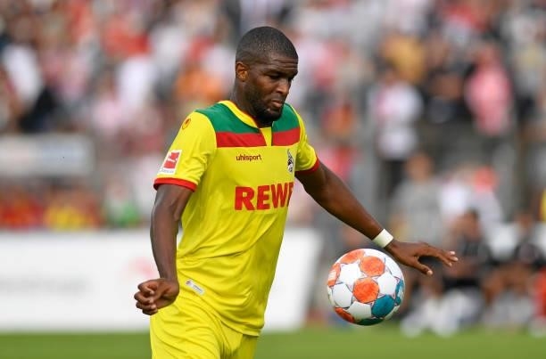 Anthony Modeste of 1. FC Koeln looks on during the Pre-Season Friendly match between Fortuna Koeln and 1. FC Koeln at Suedstadion on July 9, 2021 in...