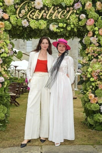 Martine Lervik and Betty Bachz attend Cartier Style Et Luxe at the Goodwood Festival Of Speed at Goodwood Racecourse on July 11, 2021 in Chichester,...