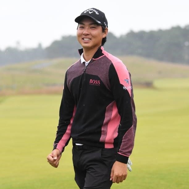 Min-Woo Lee is pictured after winning the Scottish Open during day four of the abrdn Scottish Open at the Renaissance Club, on July 11 in North...