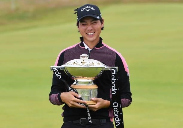 Min-Woo Lee is pictured after winning the abrdn Scottish Open during day four of the abrdn Scottish Open at the Renaissance Club, on July 11 in North...