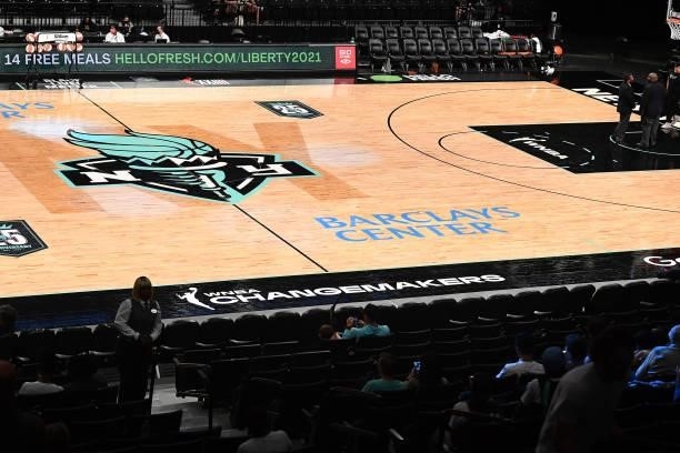An interior shot of the Barclays Center before the game between the Connecticut Sun and the New York Liberty on July 11, 2021 at the Barclays Center...