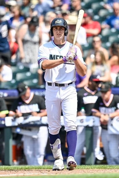 Tyler Soderstrom of American League Futures Team steps up to the plate to bat against the National League Futures Team at Coors Field on July 11,...