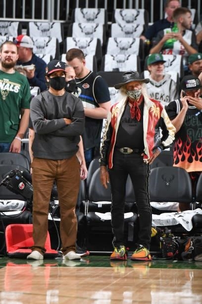 Super Fan, James Goldstein attends a game between the Phoenix Suns and Milwaukee Bucks during Game Three of the 2021 NBA Finals on July 11, 2021 at...