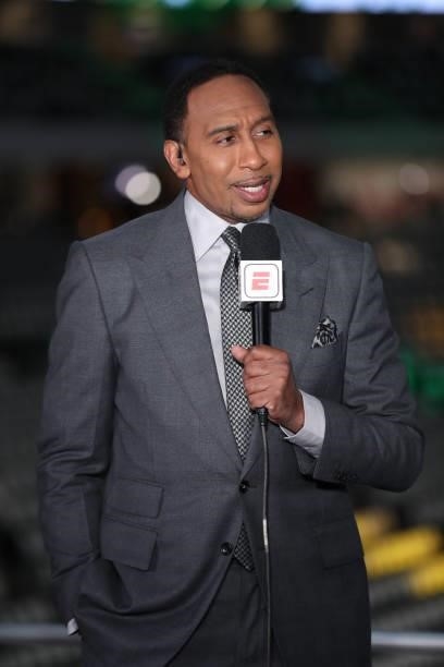 Analyst Stephen A. Smith previews the game between the Milwaukee Bucks and the Phoenix Suns during Game Three of the 2021 NBA Finals on July 11, 2021...