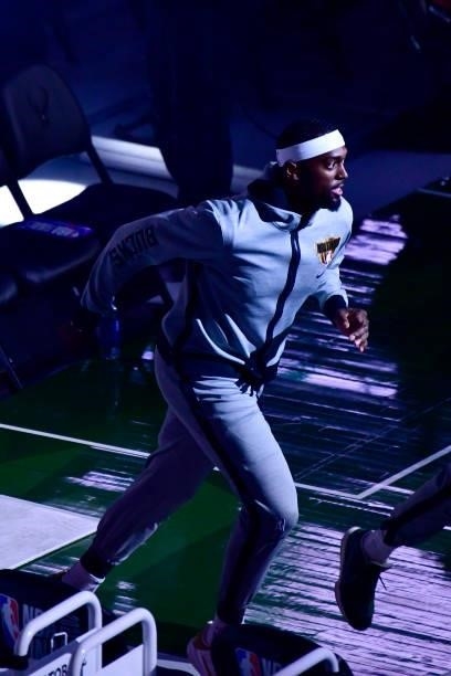 July 11: Bobby Portis of the Milwaukee Bucks runs onto the court prior to the game against the Phoenix Suns during Game Three of the 2021 NBA Finals...