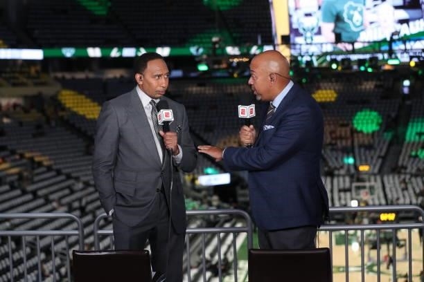 Analysts Stephen A. Smith and Michael Wilbon previews the game between the Milwaukee Bucks and the Phoenix Suns during Game Three of the 2021 NBA...