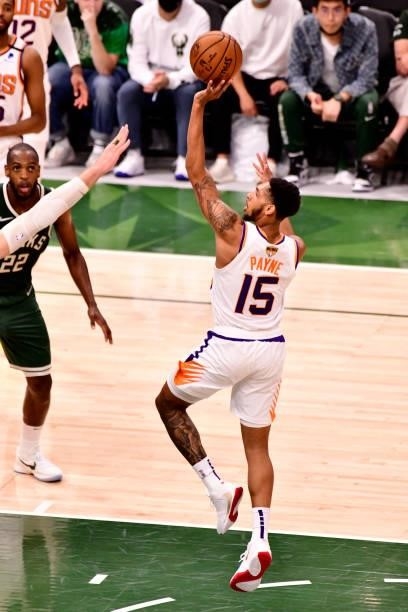 July 11: Cameron Payne of the Phoenix Suns shoots the ball against the Milwaukee Bucks during Game Three of the 2021 NBA Finals on July 11, 2021 at...