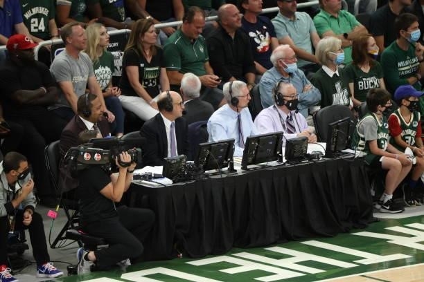 Announcers, Mark Jackson, Jeff Van Gundy and Mike Breen report on Game Three of the 2021 NBA Finals between the Milwaukee Bucks and the Phoenix Suns...