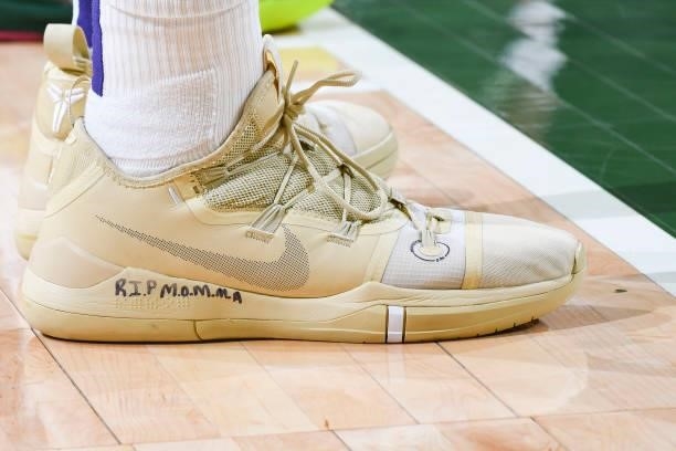 The sneakers worn by Jae Crowder of the Phoenix Suns during the game against the Milwaukee Bucks during Game Three of the 2021 NBA Finals on July 11,...