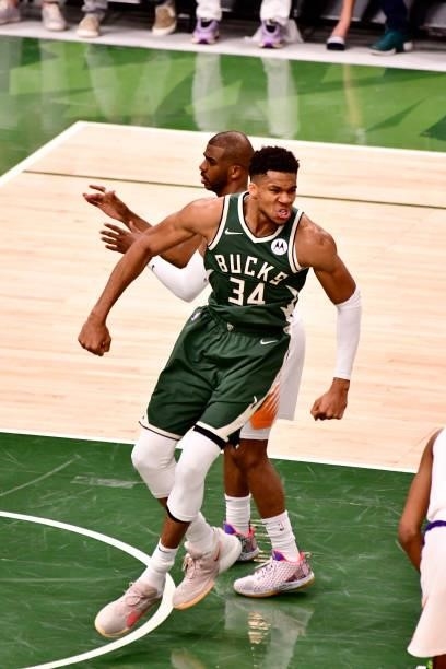July 11: during Game Three of the 2021 NBA Finals on July 11, 2021 at the Fiserv Forum Center in Milwaukee, Wisconsin. NOTE TO USER: User expressly...