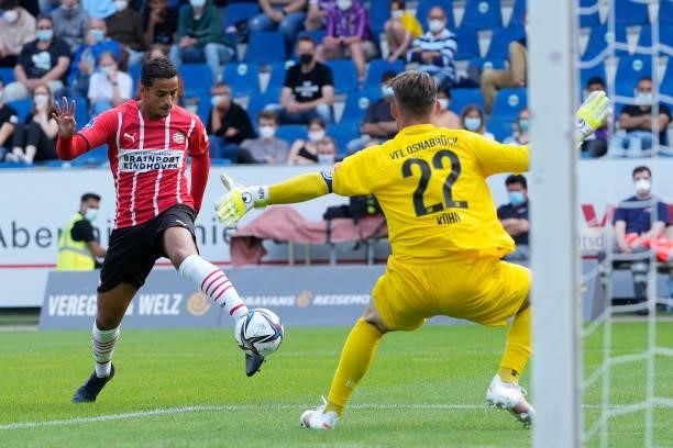 Mohamed Ihattaren of PSV during the Club Friendly match between VFL Osnabruck v PSV at the Bremer Brucke on July 10, 2021 in Osnabruck Germany