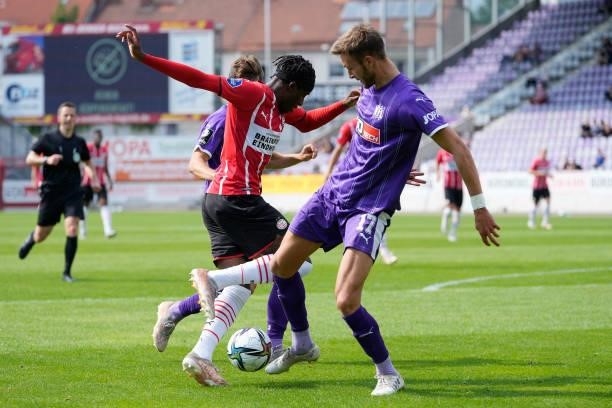 Noni Madueke of PSV during the Club Friendly match between VFL Osnabruck v PSV at the Bremer Brucke on July 10, 2021 in Osnabruck Germany